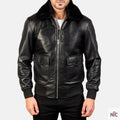Airin G-1 Black Leather Bomber Jacket Clanton Jacket